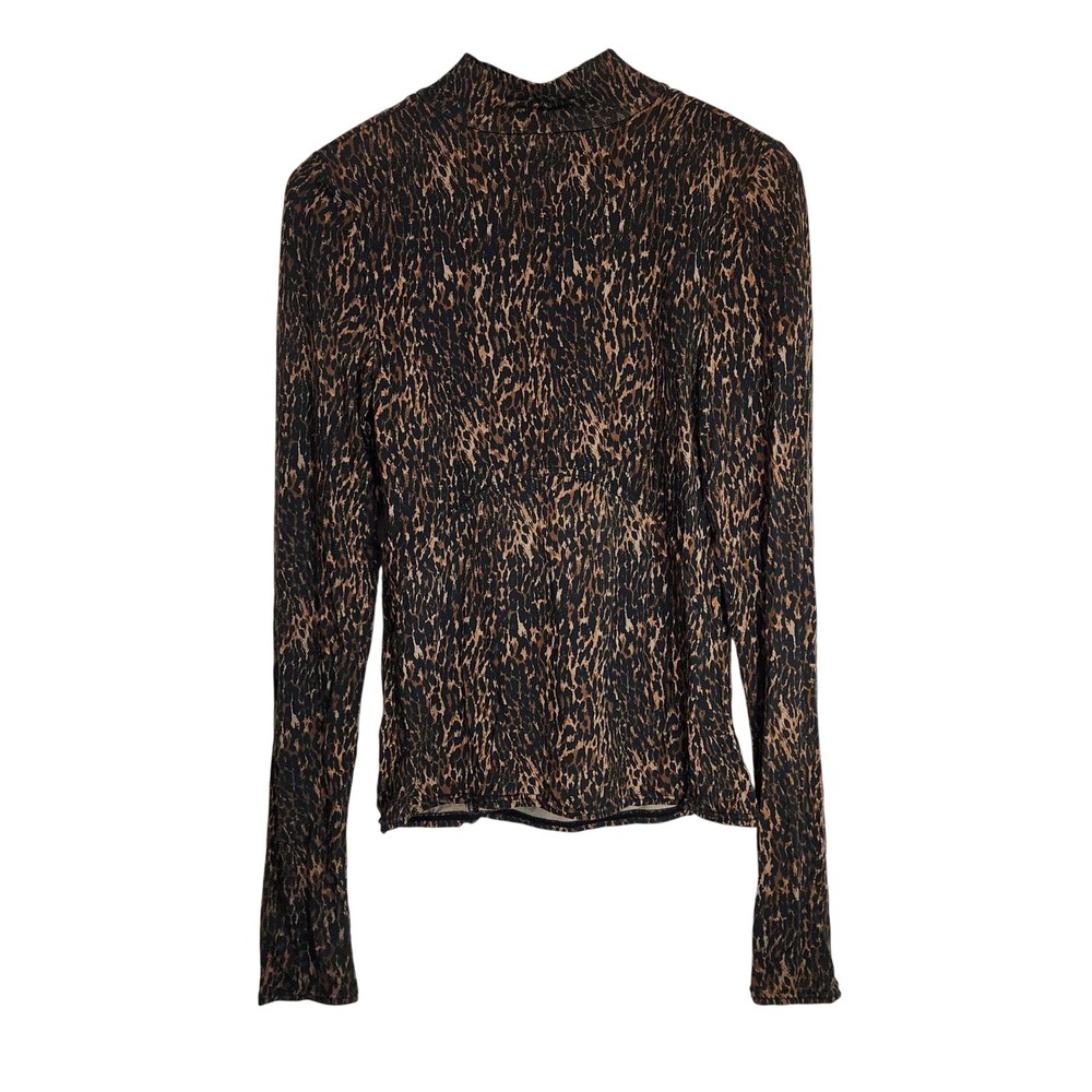 Free People Blouse Top Women's Medium Animal Print Long Sleeve - Picture 2 of 5